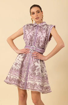 Hale Bob Belted Dress, Lilac-Hale Bob