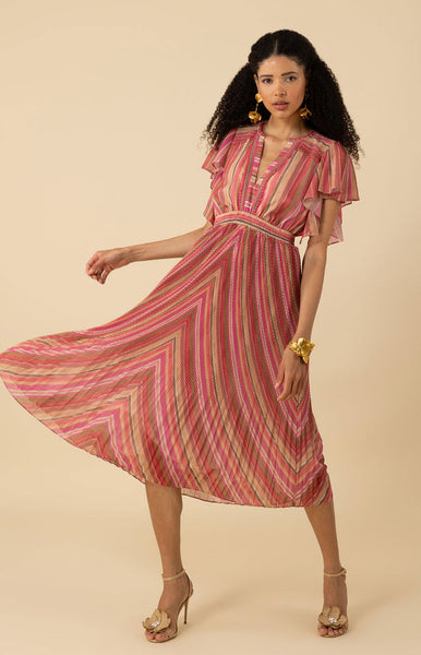 Hale Bob Della Charmeuse Dress, Coral-Hale Bob