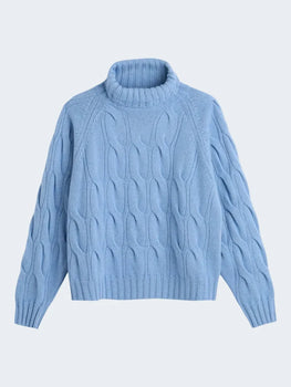 SAND Cable Turtlenck, Light Blue-SAND Copenhagen