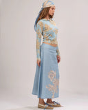 Skirt, Africa Light Blue-Las Surenas