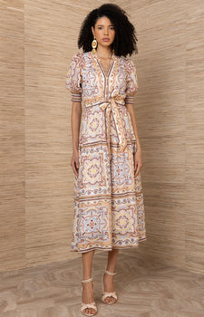 Bess Linen Maxi Dress, Ivory-Hale Bob