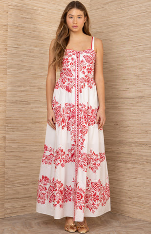 Jream Cotton Poplin Maxi Dress, Red-Hale Bob