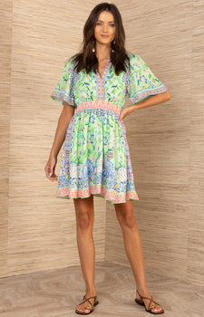 Charity Washed Linen Dress, GREEN-Hale Bob