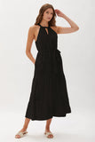 Hathaway Embroidered Halter Dress, Black-Ecru