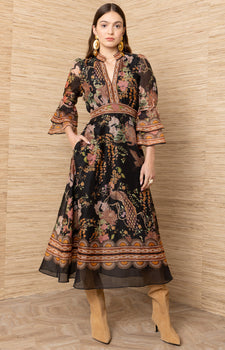 Brid Organza Maxi Dress , Black-Hale Bob