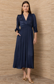 Adriel Solid Maxi Dress, Navy-Hale Bob