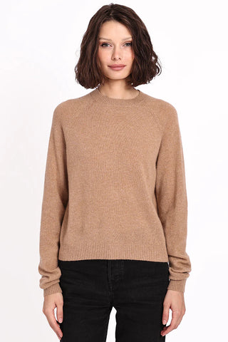 Cashmere Shrunken Crew, Camel-Minnie Rose