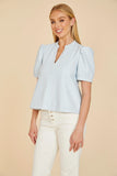 DC Puff Sleeve Vegan Top, Sky-Dolce Cabo