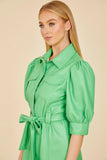 3/4 Sleeve Belted Dress, Kelly-Dolce Cabo
