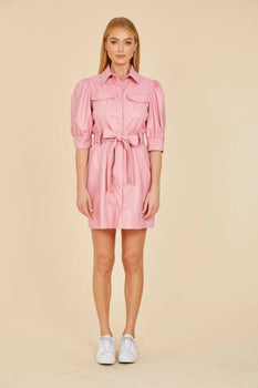 DC 3/4 Sleeve Belted Dress, Pink-Dolce Cabo