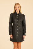 DC Quilted Vegan Leather Long Sleeve Dress, Black-Dolce Cabo