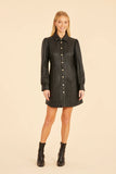 DC Quilted Vegan Leather Long Sleeve Dress, Black-Dolce Cabo