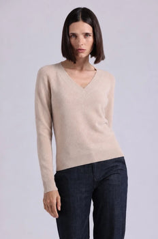 Shrunken Cashmere V-Neck Brown Sugar-Minnie Rose