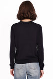 V-neck Long Sleeve Tee, Navy-Minnie Rose
