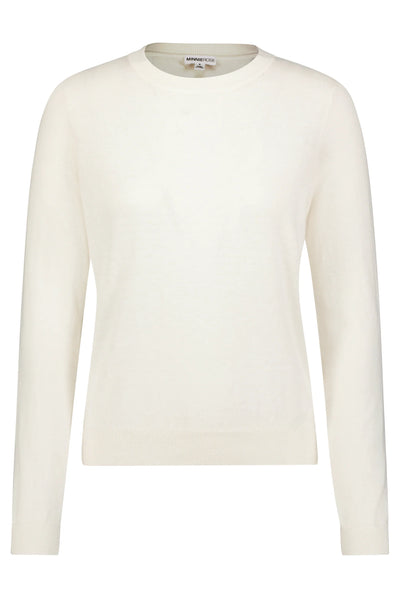 Cotton Long Sleeve Crew - White-Minnie Rose