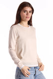 Cotton Cashmere Long Sleeve Crew with Tipping - Brown Sugar/White-Minnie Rose