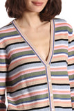 Cotton Cashmere Striped Cardigan, Multi-Minnie Rose