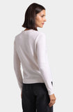 Minnie Rose Embossed Rose Logo Crew, White-Minnie Rose