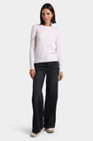 Minnie Rose Embossed Rose Logo Crew, White-Minnie Rose