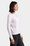Minnie Rose Embossed Rose Logo Crew, White-Minnie Rose