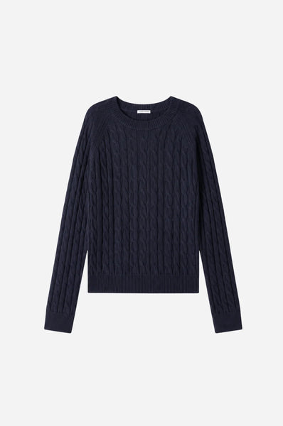 Cotton Classic Cable Crew, Navy
