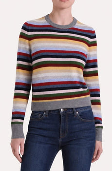 Long Sleeve Striped Crew, Multi-Minnie Rose