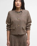 Barbour Corina Collarless Tailored Jacket, Brown/Orange Check-Barbour