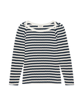 Nation Amelie Envelope Neck Top, Navy and White Pointelle Stripe-Nation LTD