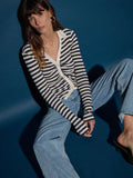 Ami Henley, Navy and White Pointelle Stripe-Nation LTD