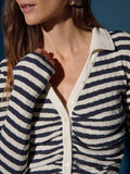 Ami Henley, Navy and White Pointelle Stripe-Nation LTD