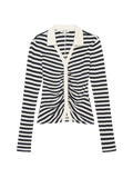 Ami Henley, Navy and White Pointelle Stripe-Nation LTD