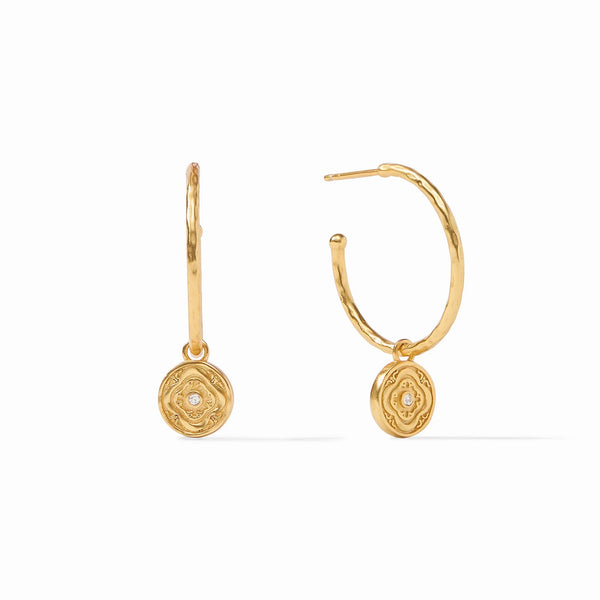 JV Astor Hoop & Charm Earring, Gold-Julie Vos