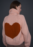 Short Heart Cardi, Peach-GOGO Sweaters