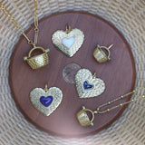 ASHA Basket Weave Heart Charm, Lapis-ASHA
