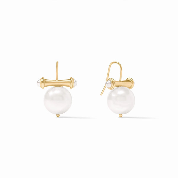 JV Bamboo Pearl Earring, Gold-Julie Vos