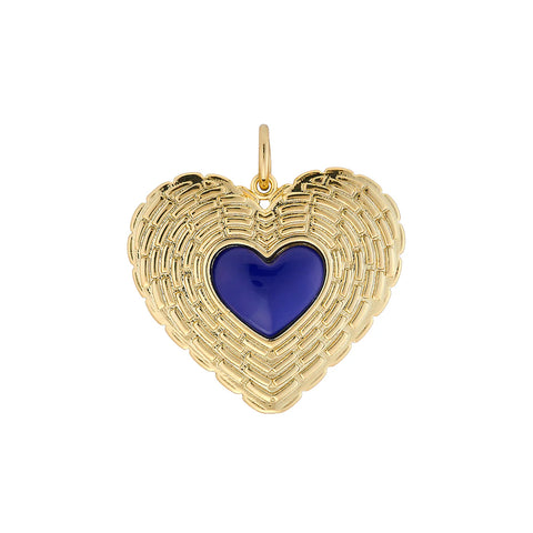 ASHA Basket Weave Heart Charm, Lapis-ASHA