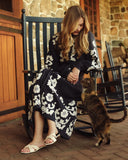 Ophelia Dress, Navy Prairie Floral Applique