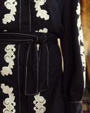 Ophelia Dress, Navy Prairie Floral Applique
