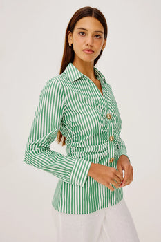 Carayln Shirt, Emerald Stripe