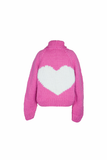 GOGO Short Heart Cardi, Raspberry/ Snow-GOGO Sweaters