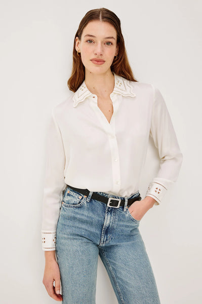 Clarise Shirt, Ivory Eyelet-Rails