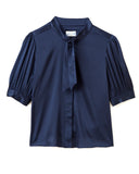 Cartolina Short Sleeve Blouse, Midnight Blue-Cartolina