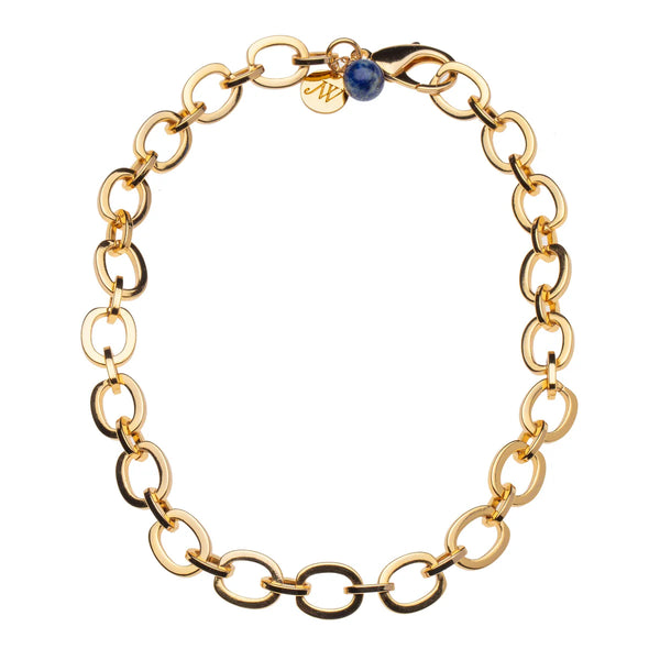 Jane Win Chunky Link Chain Necklace, Lapis Bead-Jane Win