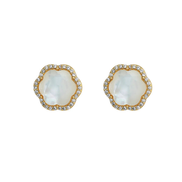 ASHA Clementine Stud Earring, Mother of Pearl/ Pave