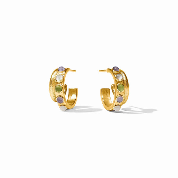 JV Cobblestone Double Hoop Earring, Multi Stone Cat'S Eye-Julie Vos