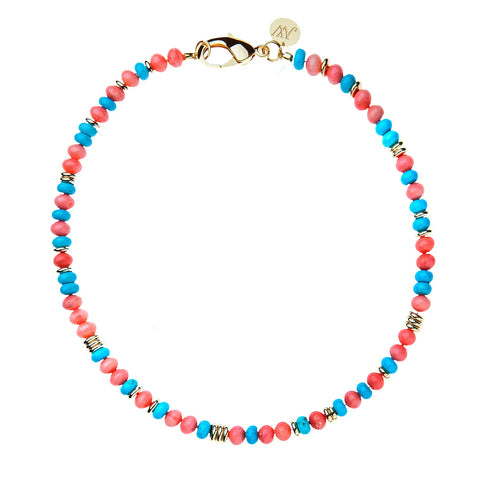 JW Gumdrop Necklace, Coral Turquoise-Jane Win