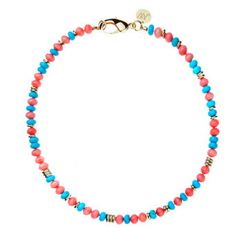 JW Gumdrop Necklace, Coral Turquoise-Jane Win