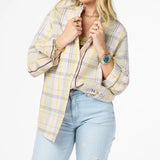 Mia Ruffle Plaid, Cabin Light Taupe-Kerri Rosenthal