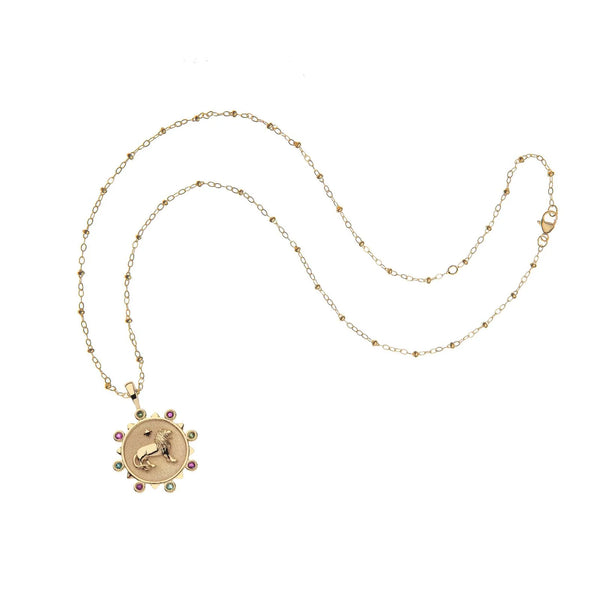 JW Petite Embellished Coin Necklace, COURAGE