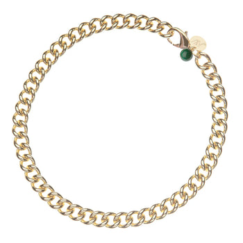Jane Win Curb Chain Necklace, with Malachite Bead-Jane Win